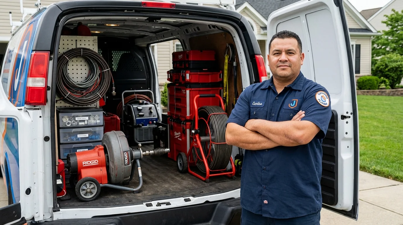 Professional drain cleaning equipment and Johns Plumbing LLC plumber in Arthur