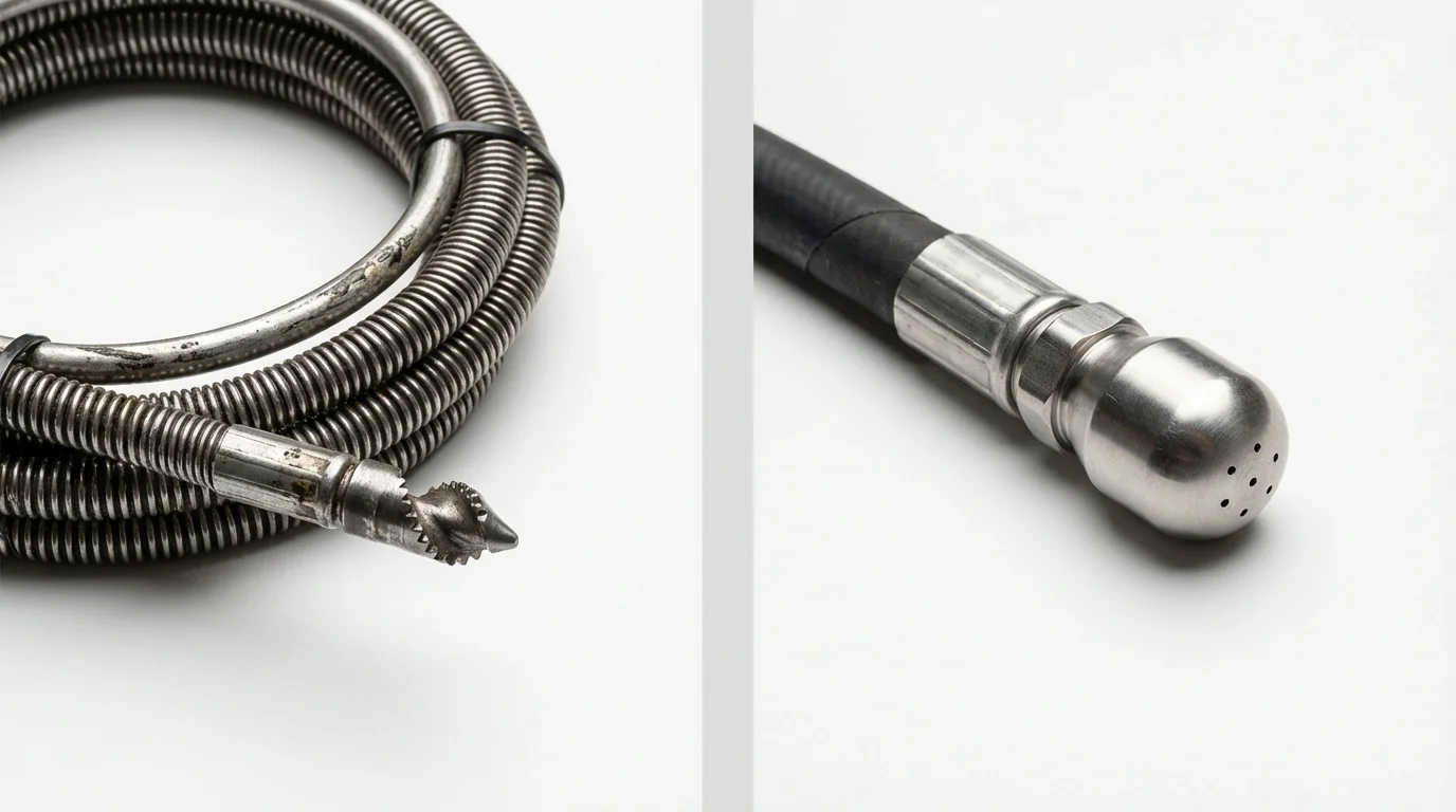 Drain snake cable and hydro jetting nozzle used for drain cleaning in Arthur, NE