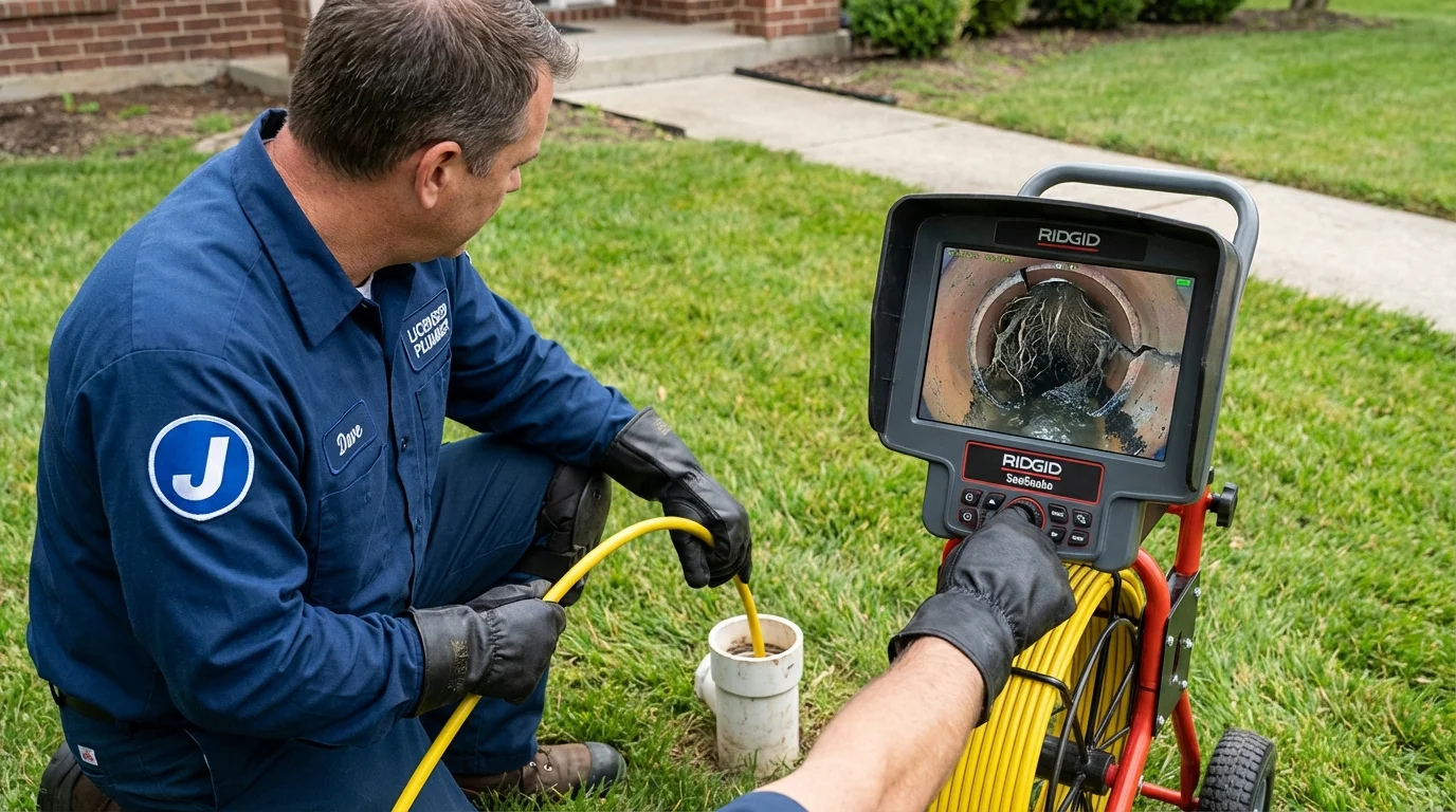 Sewer camera inspection being performed by Johns Plumbing LLC in Arthur